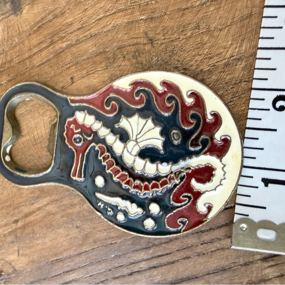 VTG Greek Seahorse Ship Bottle Opener enamel 1980s Greece brewing - Picture 5 of 7